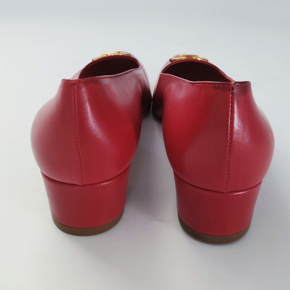 Celine Paris Red Leather Heels with Gold Logo. Size 34 EU. New. - Picture 4 of 8